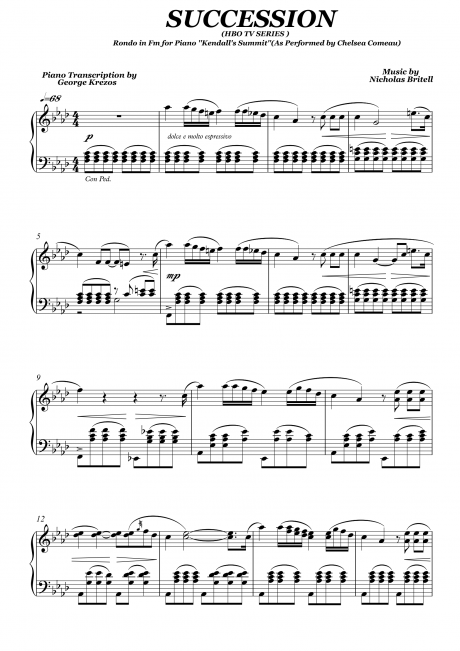 Succession (Rondo in Fm) Easy version | Piano Sheet Music Soundtracks